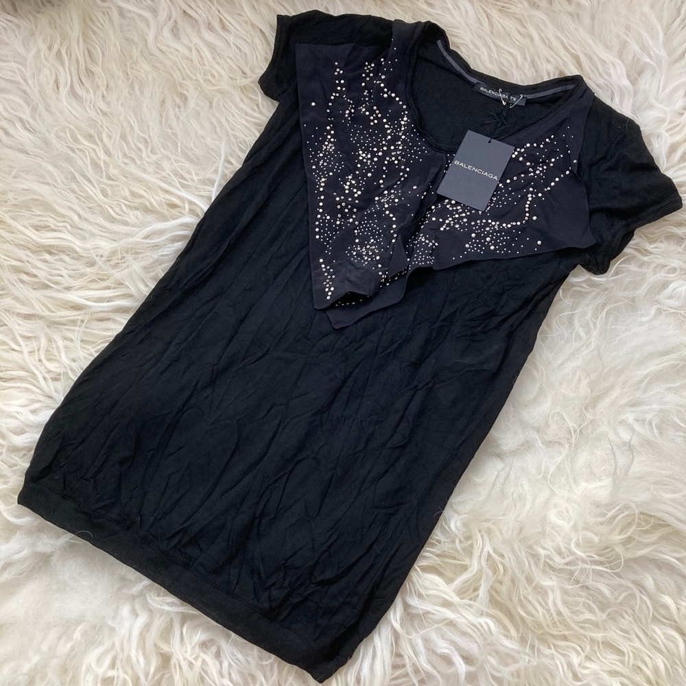 BALENCIAGA Black Vintage Studded Accents Tunic - Picture 2 of 11